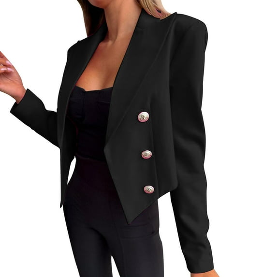 Ketyyh-chn99 Blazers for Women Casual Office 3/4 Long Sleeve Open Front Blazer Jacket Black,2XL