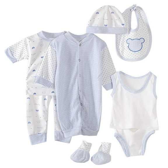 Ketyyh-chn99 Boy Baby Cothes 8-Piece Boy Girl Clothes Set for Baby Boy and Girl Cotton Layette Gift Set for Baby Shower Set for 0-3 Months,Light blue