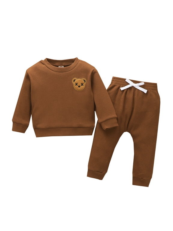 Boy Clothes Baby Boy Basket Gift Set Baby Girls Boys Winter Ribbed Long Sleeve Bear Prints 6 Month Old Boy Clothes