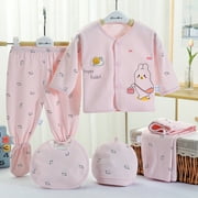 Ketyyh-chn99 Baby Clothes Outfit Set 8PCS Baby Boy Girl Tops Hat Pants Bib Sock Shose Romper Outfits Set Pink