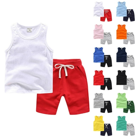 Ketyyh-chn99 Boys 2-Piece Short Sleeve Sets 2025 Kids Toddler Baby Boy Girl Outfits Short Sleeve Shirt Shorts 2Pcs Clothes Size for 6-7 Years,Grey