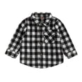 thumbnail image 1 of Ketyyh-chn99 Boys Button Down Shirt Long Sleeve 2025 Toddler Baby Boys Girls Flannel Plaid Jacket Long Sleeve Button Down Pocketed Shirts Coats Shacket Cardigan Top for4-5 Years,Black, 1 of 3