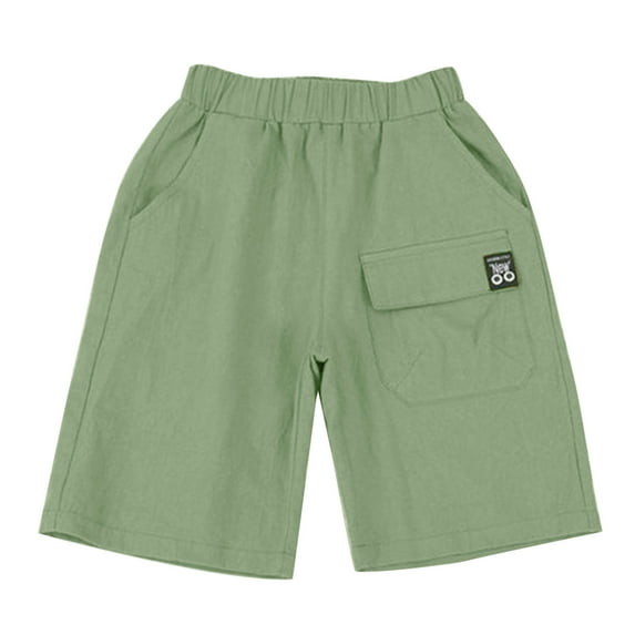 Ketyyh-chn99 Toddler Boy's Pull-On Jogger Shorts Summer Cotton Breathable Kids Pants with Pockets Cargo Shorts Green,6-7 Years