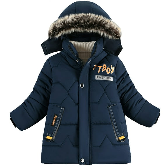 Ketyyh-chn99 Boys Coat Children Winter Boy Jacket Coat Hooded Coat Fashion Kids Warm Clothes Jacket Boys Children Coats Jacket Navy,120