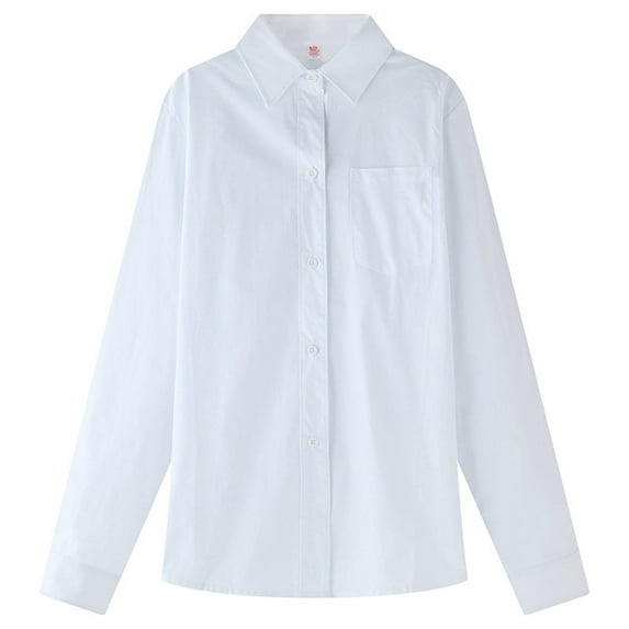 Ketyyh-chn99 Boys Dress Shirts School Boys' Long Sleeve Solid Button-Down Collared Oxford Shirt White,14-15 Years
