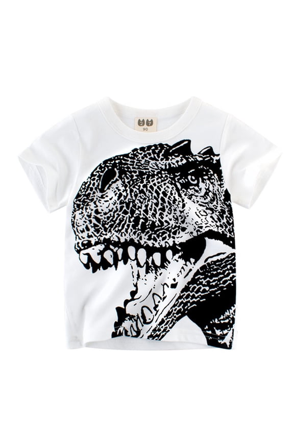 Toddler Boys Clothes Boys Tops Tees Shirts Graphic Cotton Casual Crewneck T-Shirts for 3-4 Years,White
