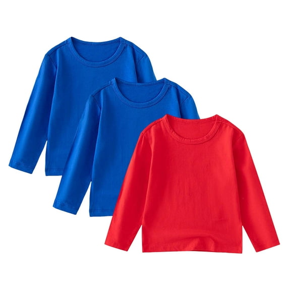 Ketyyh-chn99 Boys Long Sleeve Tee Shirt Boy's Thermal Top Waffle Knit Crewneck Pullover Long Sleeve Shirts for Boys Size for 5-6 Years,Red