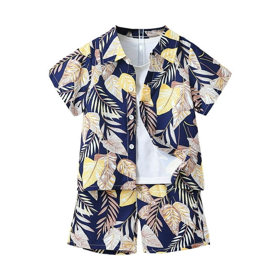 Ketyyh-chn99 Boys' Lounge Shorts Outfit Toddler Boy Outfit Baby Boy Short Sleeve T Shirt And Shorts Set 2 Piece Spring Summer Clothes for 4-5 Years,Navy