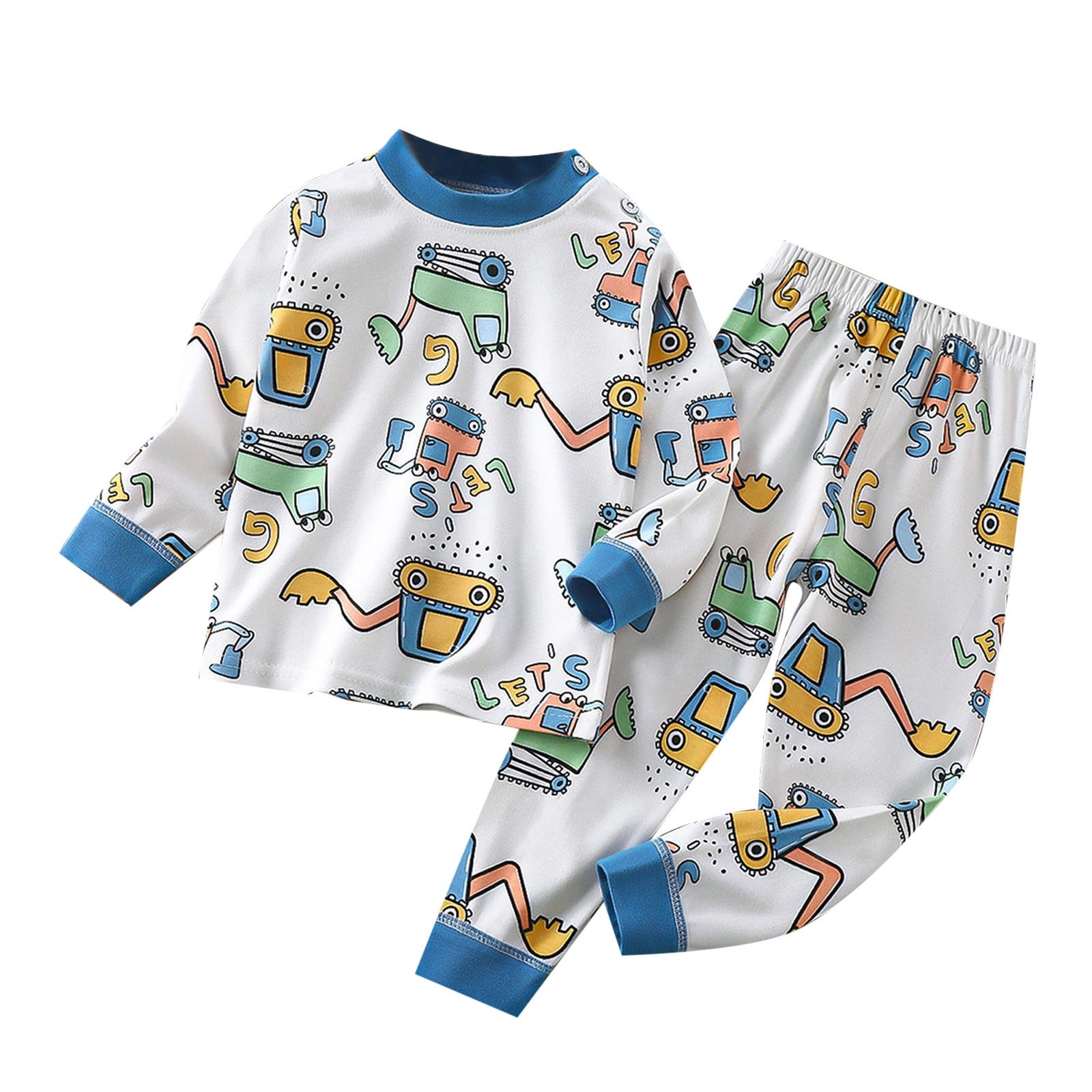 Ketyyh chn99 Boys Pajamas Baby Boys Infant Active Print Long Pajamas Set Short Sleeve Summer Sleepwear Dark Blue 3 4 Years Walmart