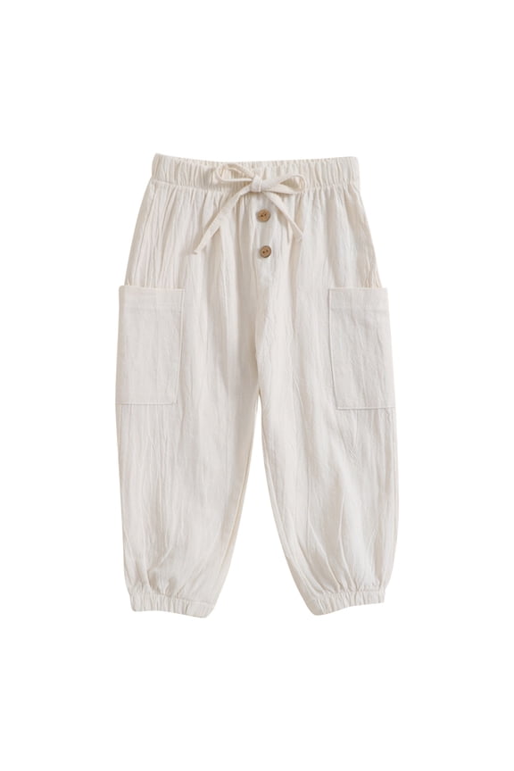 Boys Pants 2024 Casual Linen Pants Boys Girls Toddlers Pants Summer Pants Trouser 3-4 Years,White