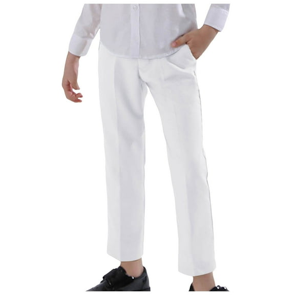 Ketyyh-chn99 Boys Pull-on Relaxed Fit School Uniform Pant Boys School Uniform Chino Pants Kids Waist Pull on Twill Pants with Pockets Trousers for 4-5 Years,Beige