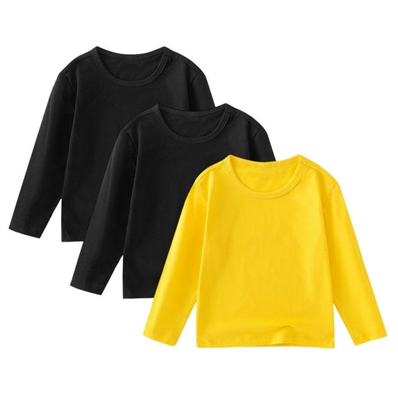 Ketyyh-chn99 Boys Shirts 3 Pack Toddler Boy Long Sleeve Shirts Kids Pullover Top Cotton Graphic T-Shirt Size for 2-3 Years,Yellow