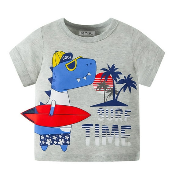 Ketyyh-chn99 Boys Summer Clothes Boys Outfits Shirts Toddler Boys Girls Plaid T-Shirt Graphic Tees Tops Grey,4-5 Years