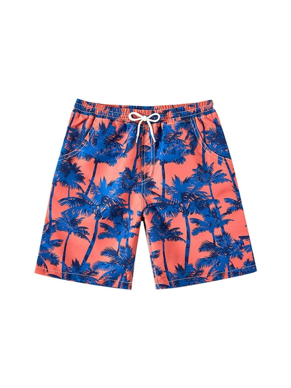 Boys' Swim Trunks Board Shorts Bathing Suit Little Boys Beach Board Shorts Swim Trunk Swimsuit Beach Shorts With Mesh Lining Dark Blue,5-6 Years