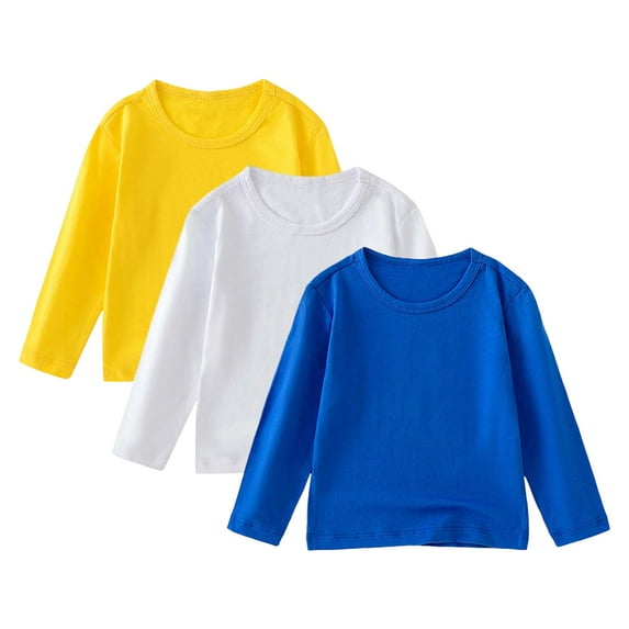 Ketyyh-chn99 Boys Tshirts Boys Fashion Boys Long Sleeve Shirts Kids Casual Crewneck Fall Tops Curve Hem Basic Tees Size for 3-4 Years,Blue
