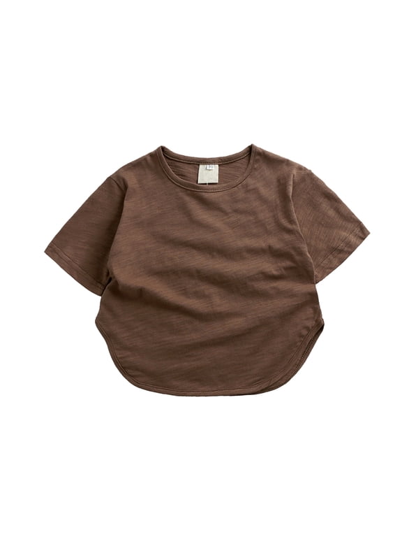 Boys Tshirts Kids Boys Clothes Toddler Boys Girls T-Shirt Unisex Raglan Short Sleeve Casual Fashion Cute Undershirt Tees Kids Boys Tops,Brown,12 Months
