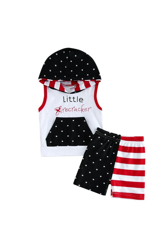Boys Vacation Outfits Fourth of July Baby Boy Outfit Toddler Boys Sleeveless Independence Day 4th Of July American Flag Toddler Boy Outfit for 6 Months,White