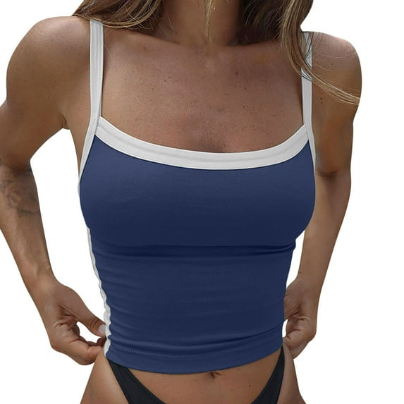 Ketyyh-chn99 Camisoles for Women Blouses for Women Basic Solid Cami Pleated Camisole With Adjustable Straps Blue,L