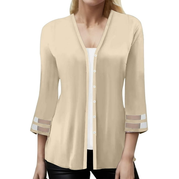 Ketyyh-chn99 Cardigans Casual Lightweight Knit Cardigan Sweaters of Female Beige,S