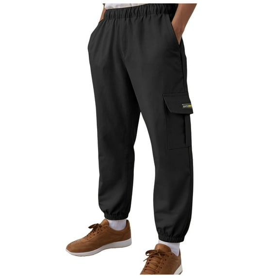 Ketyyh-chn99 Classic Casual Pants for Boys Pants for Boys Casual Waist Drawstring Pants Lightweight Slim Fit Comfy Cargo Pants for Workout Hiking Size for 6-7 Years,Black