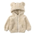 thumbnail image 1 of Ketyyh-chn99 Coats for Girls Toddler Grils Fleece Outwear Boys 3D Ears Hooded Zipper Jacket Thick Kids Warm Hooded Coat Beige,12-24 Months, 1 of 4