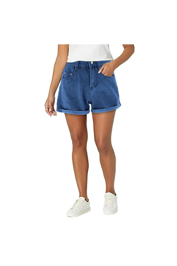 Denim Shorts Ladies Slim Leisure Denim Shorts Denim Pants Shorts Dark Blue,M