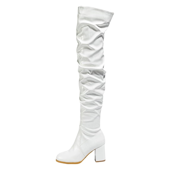 Ketyyh-chn99 Fall Boots for Women 2024 Long Boots Winter Shoes Women's Over The Knee High Boots Comfortable Thigh High Daily Low Flat Heel Boots White,9