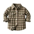 thumbnail image 1 of Ketyyh-chn99 Fall Kids Little Boys Girls Baby Long Sleeve Button Down Plaid Flannel Shirt Girl Boy Jackets Kids Cotton Children Outerwear Grey,130, 1 of 3
