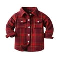 thumbnail image 1 of Ketyyh-chn99 Fall Kids Little Boys Girls Baby Long Sleeve Button Down Plaid Flannel Shirt Girl Boy Jackets Kids Cotton Children Outerwear Red,80, 1 of 3