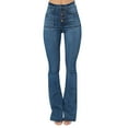 thumbnail image 1 of Ketyyh-chn99 Flare Jeans for Women Ripped High Waist Button Zipper Retro Stretch Slim-Fit Jeans B,XL, 1 of 5