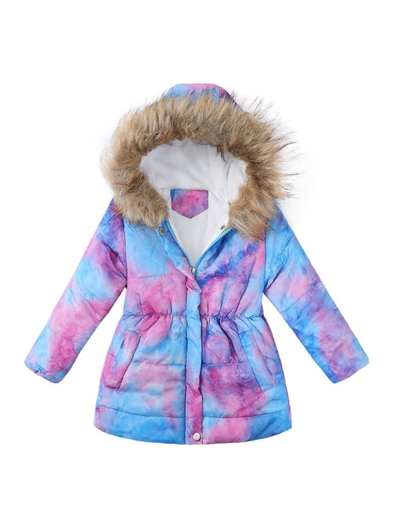 Girl Jackets Baby Warm Girls Hooded Jacket Winter Outwear Windproof Kids Lined Jackets for Girls for Teen Girls Purple,5-6 Years