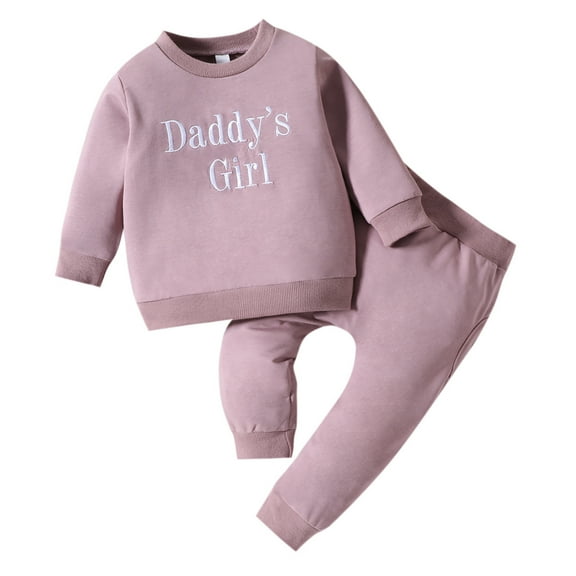 Ketyyh-chn99 Girl Set Clothes Baby Girl Clothes Outfits 2pcs Baby Girl Clothes Outifts Long Sleeve Romper Floral Pant Set Fall Winter Baby Girl Clothes Purple,3-6 Months