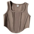 thumbnail image 1 of Ketyyh-chn99 Girl Tank Tops Baby Girl Inner Vest Girls' Crop Tank Tops Summer Sleeveless Shirt Breathable Sports Top Short Slim Fit Tank Top Crop Vest Size for 11-12 Years,Coffee, 1 of 4