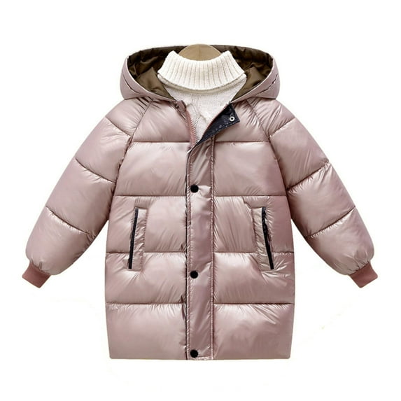 Ketyyh-chn99 Girl's Hooded Skiing Jackets Kid's Waterproof Raincoats Winter Snow Coat Cotton Padded Parka Outerwear Jacket Pink,5-6 Years