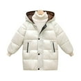 thumbnail image 1 of Ketyyh-chn99 Girl's Hooded Skiing Jackets Kid's Waterproof Raincoats Winter Snow Coat Cotton Padded Parka Outerwear Jacket White,6-7 Years, 1 of 5