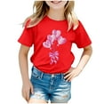 thumbnail image 1 of Ketyyh-chn99 Girl's Short Sleeve T-shirt Girls Casual Tunic Tops Short Sleeve Loose Soft Blouse T-Shirt Size for 3-4 Years,Red, 1 of 5
