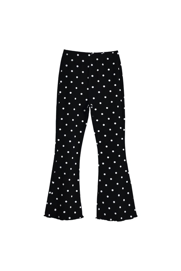 Girl's Yoga Pants Flare Leggings for Girls Kids Girls Cropped Pants Baggy Ribbed Solid Color Tendy Summer Casual Trousers Flowy Skirt Like Pants for Teen Girls Size for 7-8 Years,Black