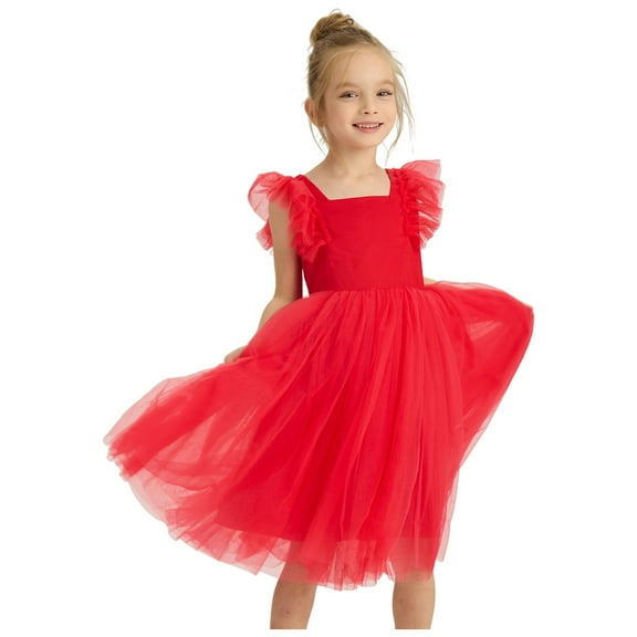 Ketyyh-chn99 Girls Birthday Outfit 2025 Toddler Girl's Cotton Dress Toddler Girls Summer Dress Casual Print Short Sleeve Dresses Girls Sundress Size for 4-5 Years,Red