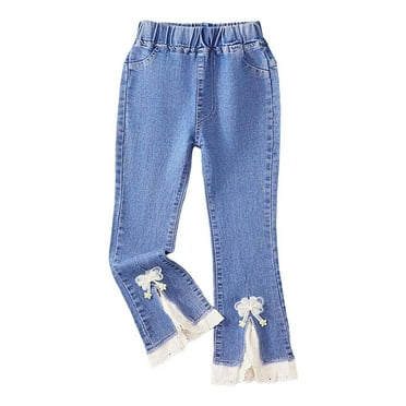 Ketyyh-chn99 Girls Cargo Pants Baggy Y2K Cargo Trousers Jeans Girl's Star Patchwork Baggy Jeans Y2k Waist Straight Leg Denim Pants Size for 7-8 Years,Blue