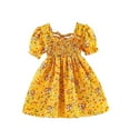 thumbnail image 1 of Ketyyh-chn99 Girls Casual Floral Dress Toddler Girls Floral Print Short Sleeve Beach Dress Perfect for Summer for 12 Months,Yellow, 1 of 6