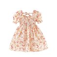 thumbnail image 1 of Ketyyh-chn99 Girls Casual Floral Dress Toddler Girls Floral Print Short Sleeve Beach Dress Perfect for Summer for 2 Years,Beige, 1 of 6