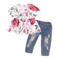 thumbnail image 1 of Ketyyh-chn99 Girls Clothes Outfits, Cute Baby Girl Floral Winter Warm Long Sleeve Pant Set Flower Ruffle Top Long Pants Set White,100, 1 of 5