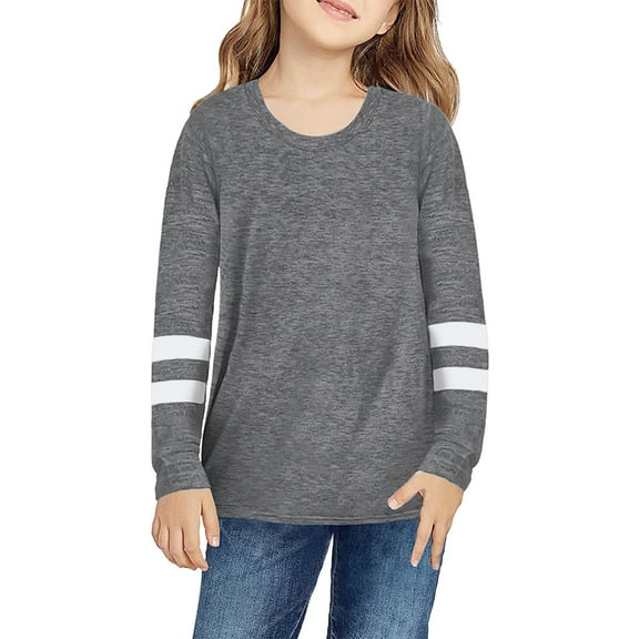 Ketyyh-chn99 Girls' Clothing Autumn Kids Girls Loose Tops Soft Long Sleeve Tops Grey,2XL