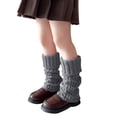 thumbnail image 1 of Ketyyh-chn99 Girls Crew Socks Kids Solid Color Leg Warmers Knitted Leg Warmers Loose Socks Knee High Leg Warmers For Girls for One Size,Grey, 1 of 6