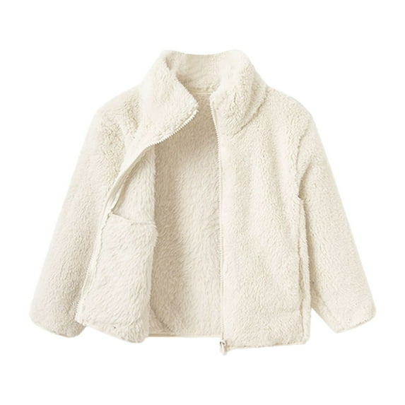 Ketyyh-chn99 Girls Fall Jacket Baby Infant Boys Girls Winter Coat Fleece Outwear Jacket Warm Clothes Hooded Size for 7-8 Years,White