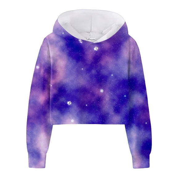 Ketyyh-chn99 Girls' Hoodies Sweatshirts Crop Top Hoodie Kids Girls Crop Tops Long Sleeve Cropped Hoodies Shiny Pullover Sweatshirt Club Size for 4-5 Years,Purple