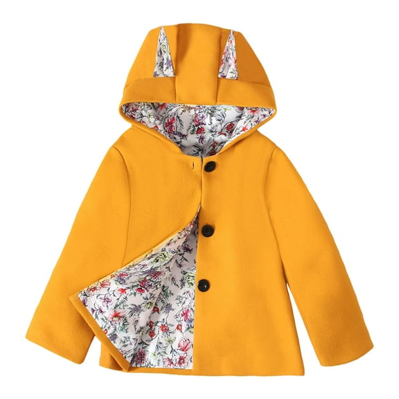 Ketyyh-chn99 Girls Jacket Fall Fashion Coats Baby Boy Winter Fleece Coat Toddler Girl Jacket Infant With Hood Warm Outerwear Size for 3-6 Months,Yellow
