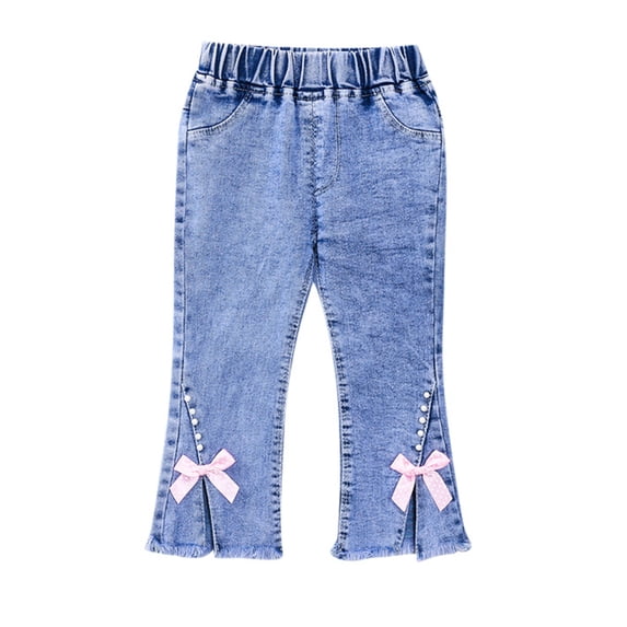 Ketyyh-chn99 Girls Jeans Flare/Bell Bottom Bow Jeans for Teen Girls Bell Bottoms Jeans Demin Pants Size for 4-5 Years,Pink