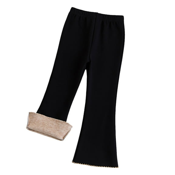 Ketyyh-chn99 Girls Leggings Kids Basic Solid Full Length Cotton Tights Pants Girls Fleece Lined Leggings Kids Warm Fleece Leggings Winter Thick Full Length Thermal Pants Size for 3-4 Years,Black