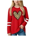 thumbnail image 1 of Ketyyh-chn99 Girls Long Sleeve Tops Raglan Patchwork Tunic Casual Loose T-Shirt Cute Heart Grpahic Tee Tops for 5-6 Years,Wine, 1 of 4